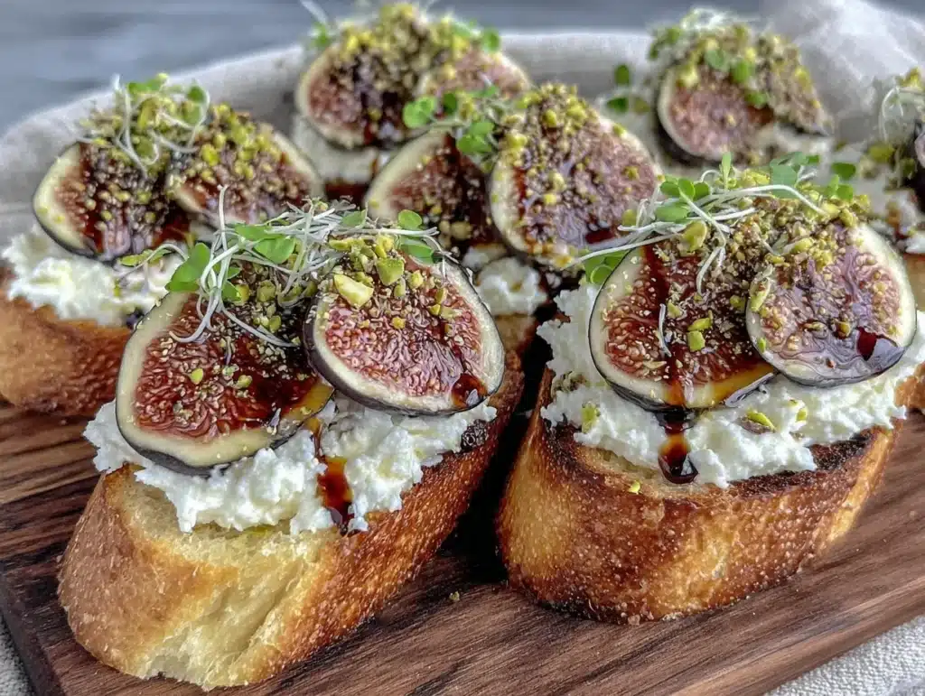 fresh fig and honey ricotta crostini - featured image