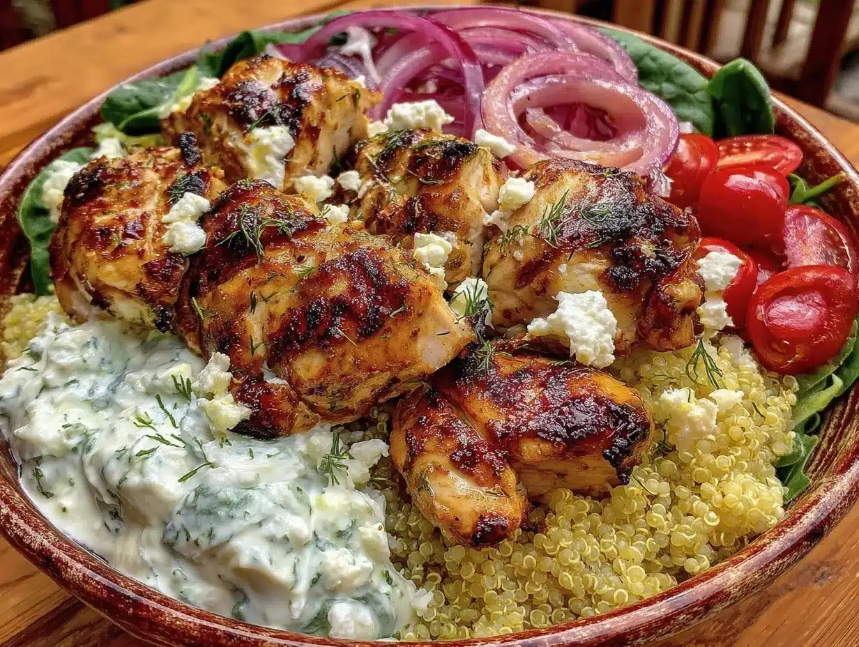 fresh greek chicken bowls preparation steps