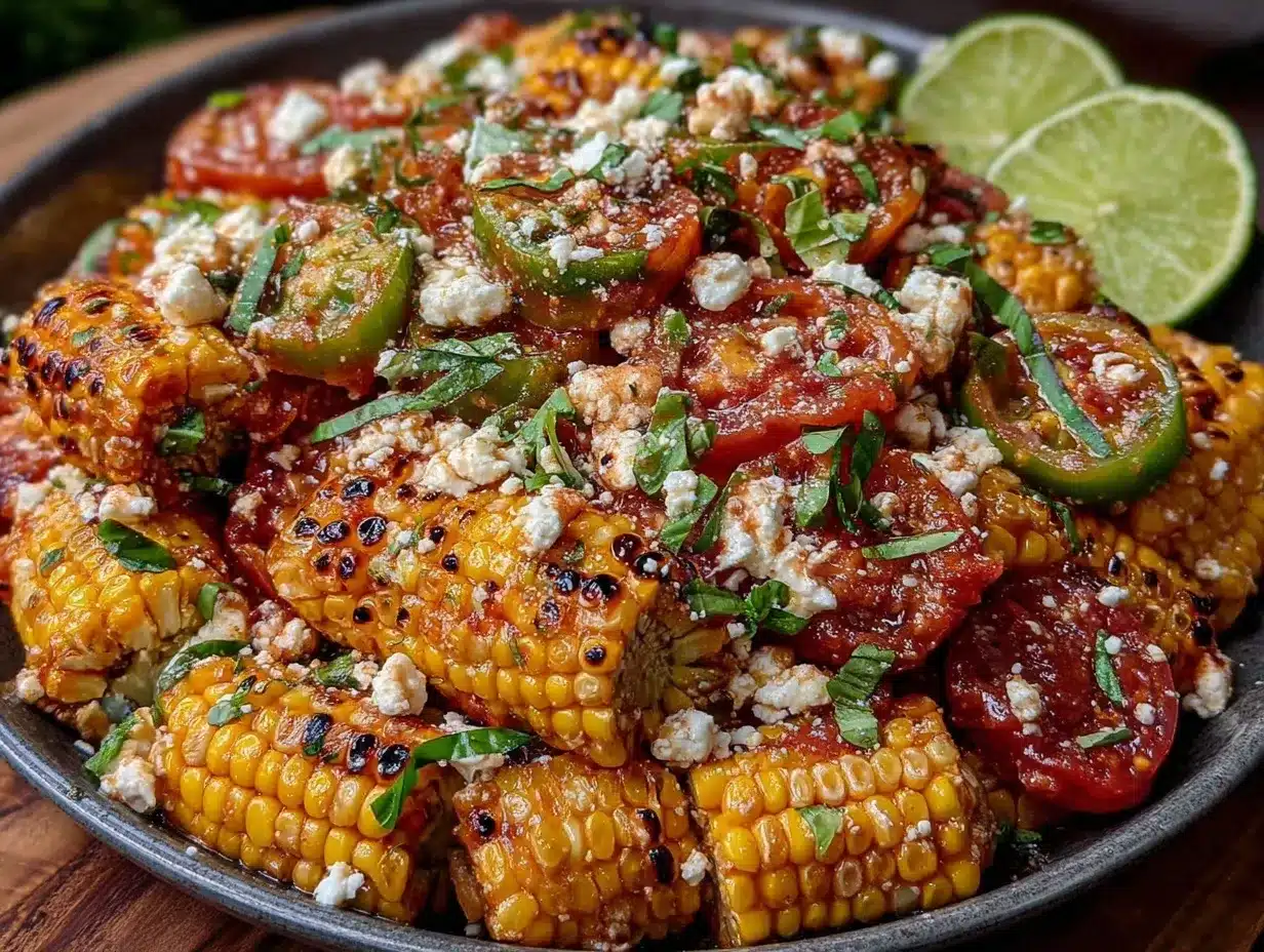 fresh summer corn and heirloom tomato salad preparation steps