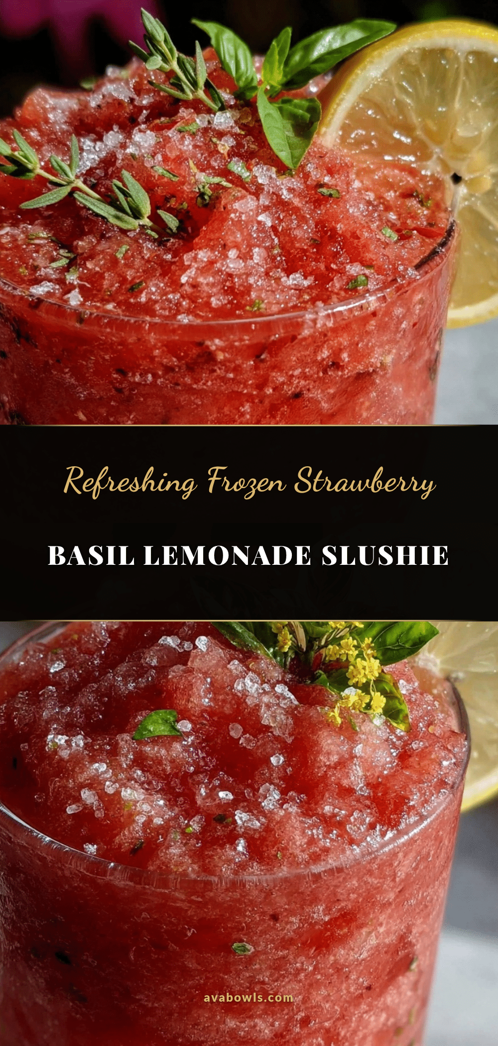 frozen strawberry basil lemonade slushie mocktail recipe