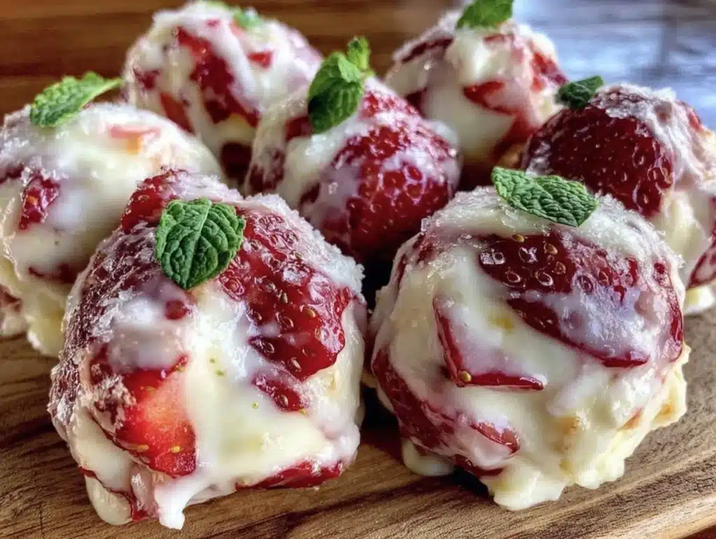 frozen yogurt-dipped strawberry bites - featured image