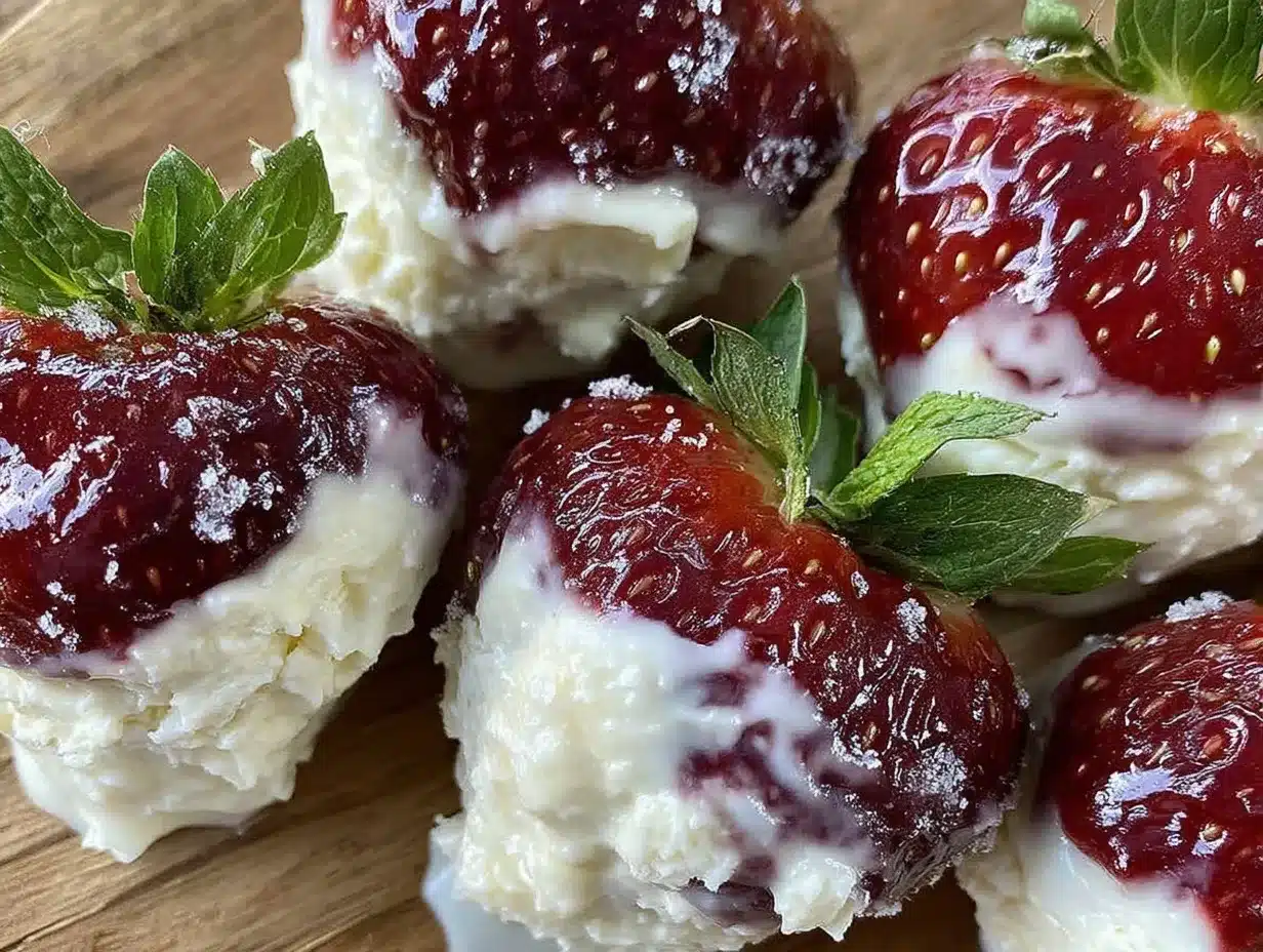 frozen yogurt-dipped strawberry bites preparation steps