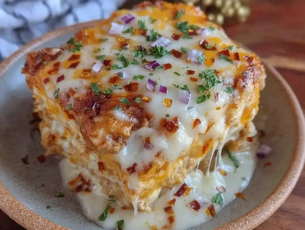 Hatch green chile chicken enchilada casserole - featured image