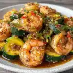 healthy shrimp and zucchini stir fry - featured image