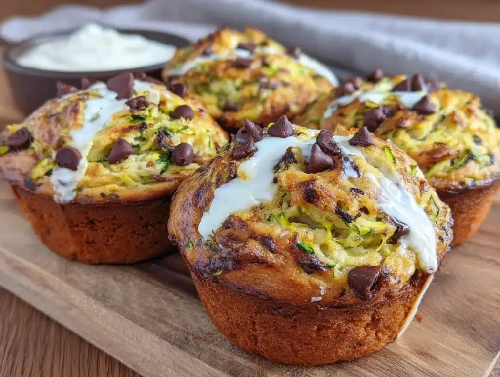 moist zucchini chocolate chip muffins - featured image
