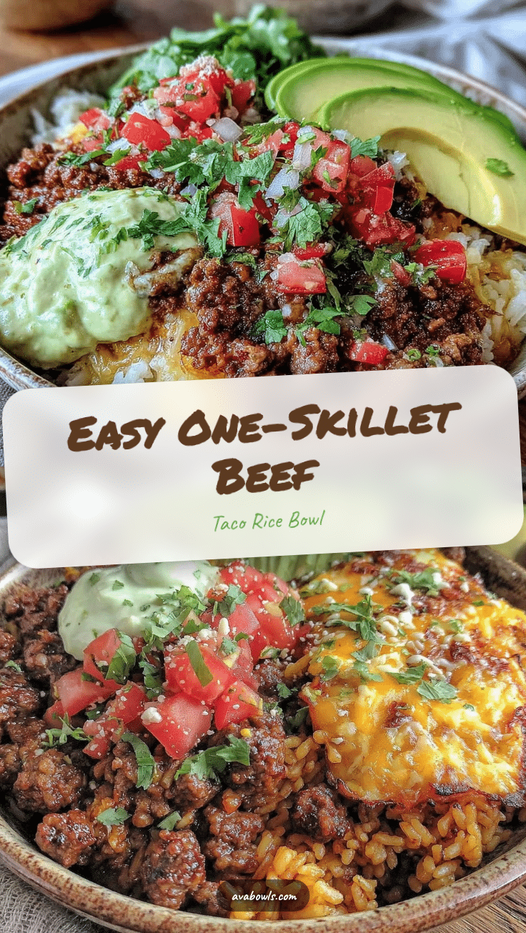 one-skillet ground beef taco rice bowl recipe