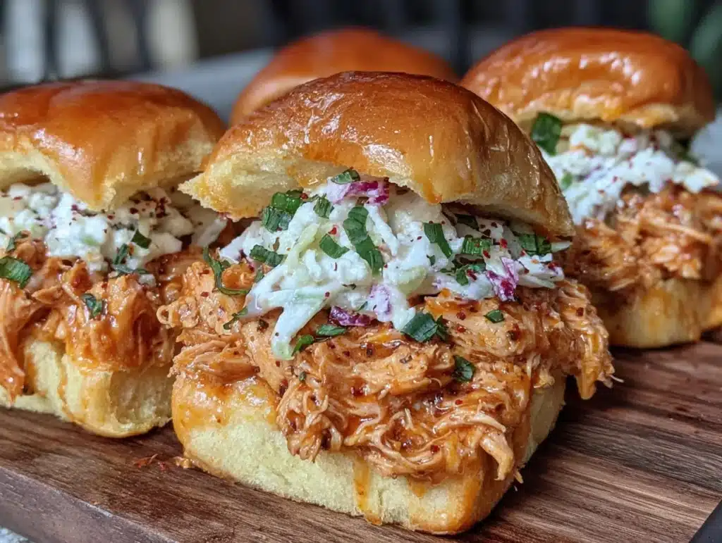 slow cooker buffalo chicken sliders - featured image