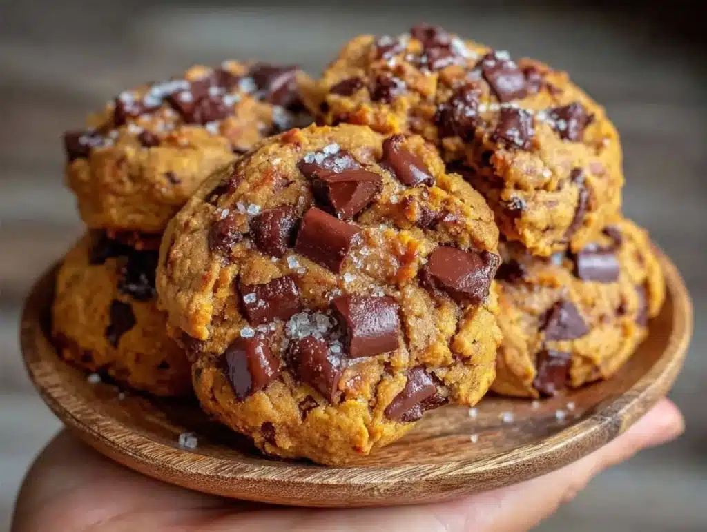 soft-baked pumpkin chocolate chip cookies - featured image