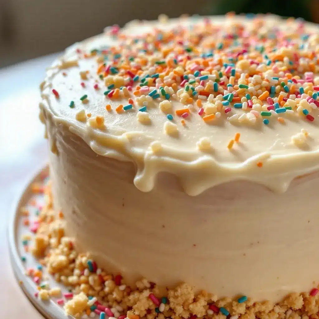 best classic vanilla birthday cake with sprinkle frosting preparation steps