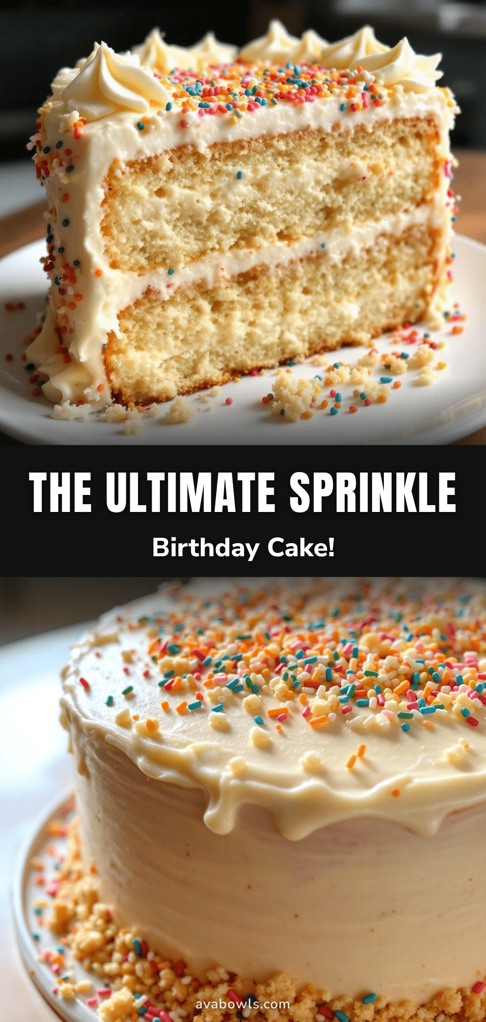 best classic vanilla birthday cake with sprinkle frosting recipe