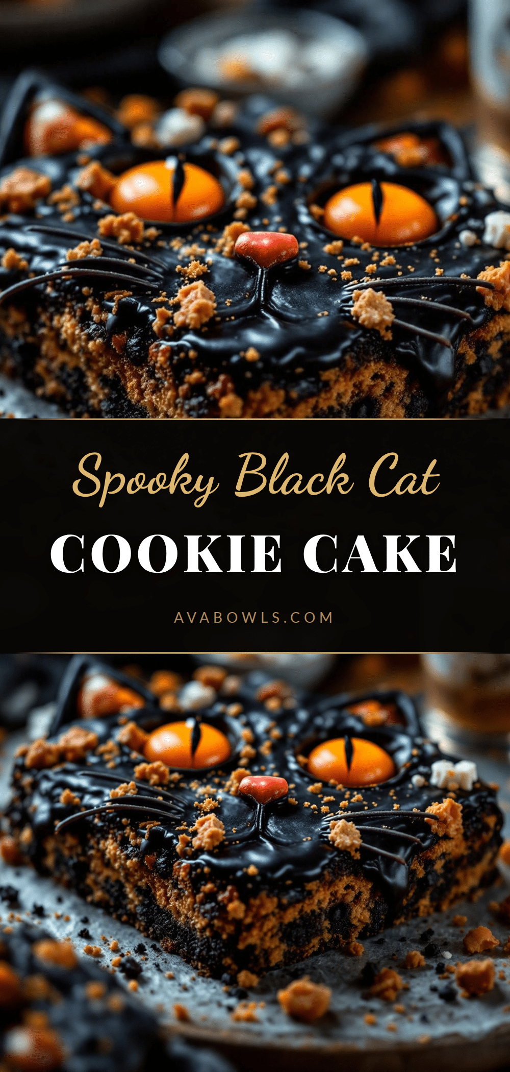 black cat Halloween cookie cake recipe