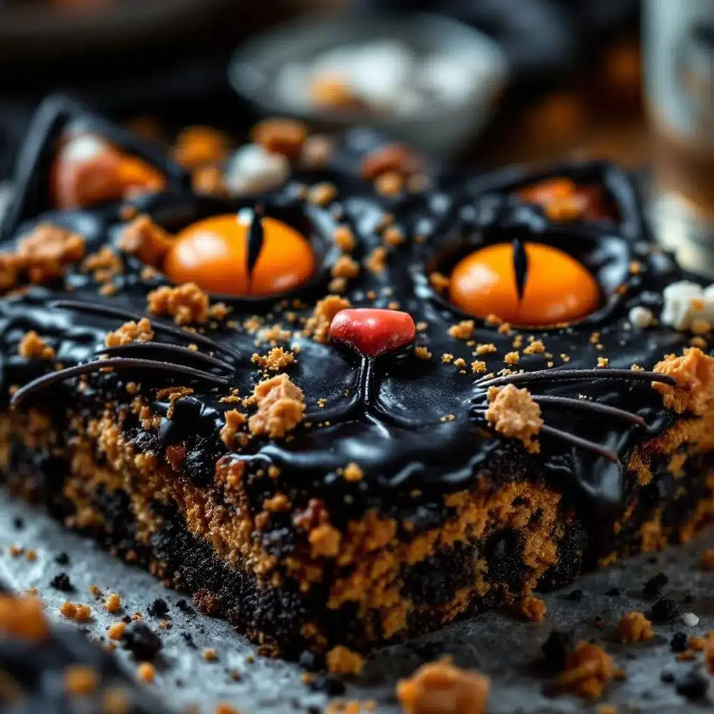 black cat Halloween cookie cake - featured image