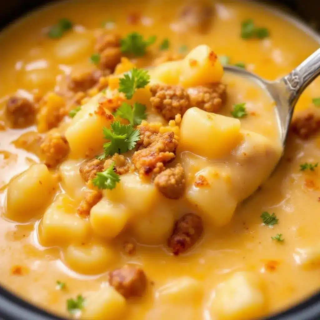 creamy crockpot cheeseburger potato soup preparation steps