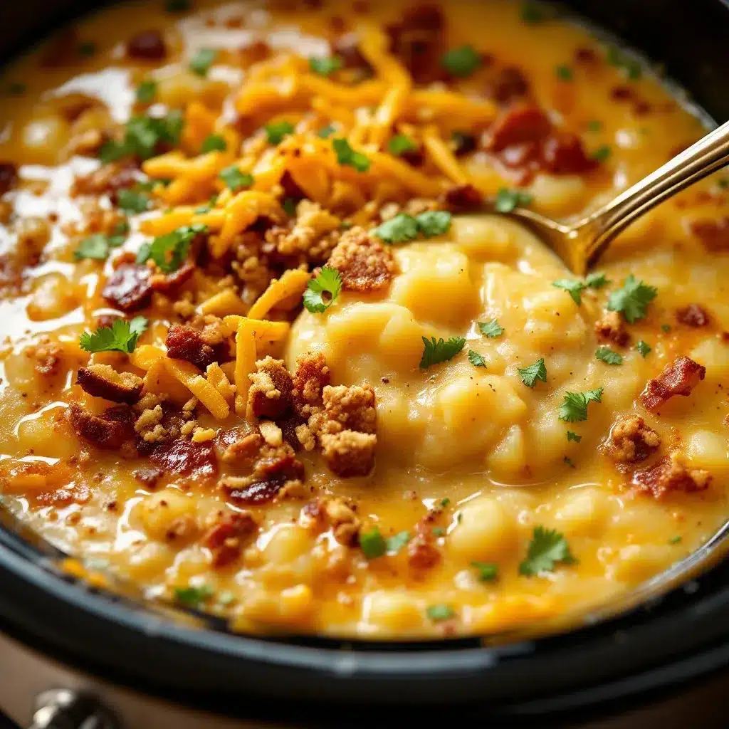 creamy crockpot loaded baked potato soup preparation steps
