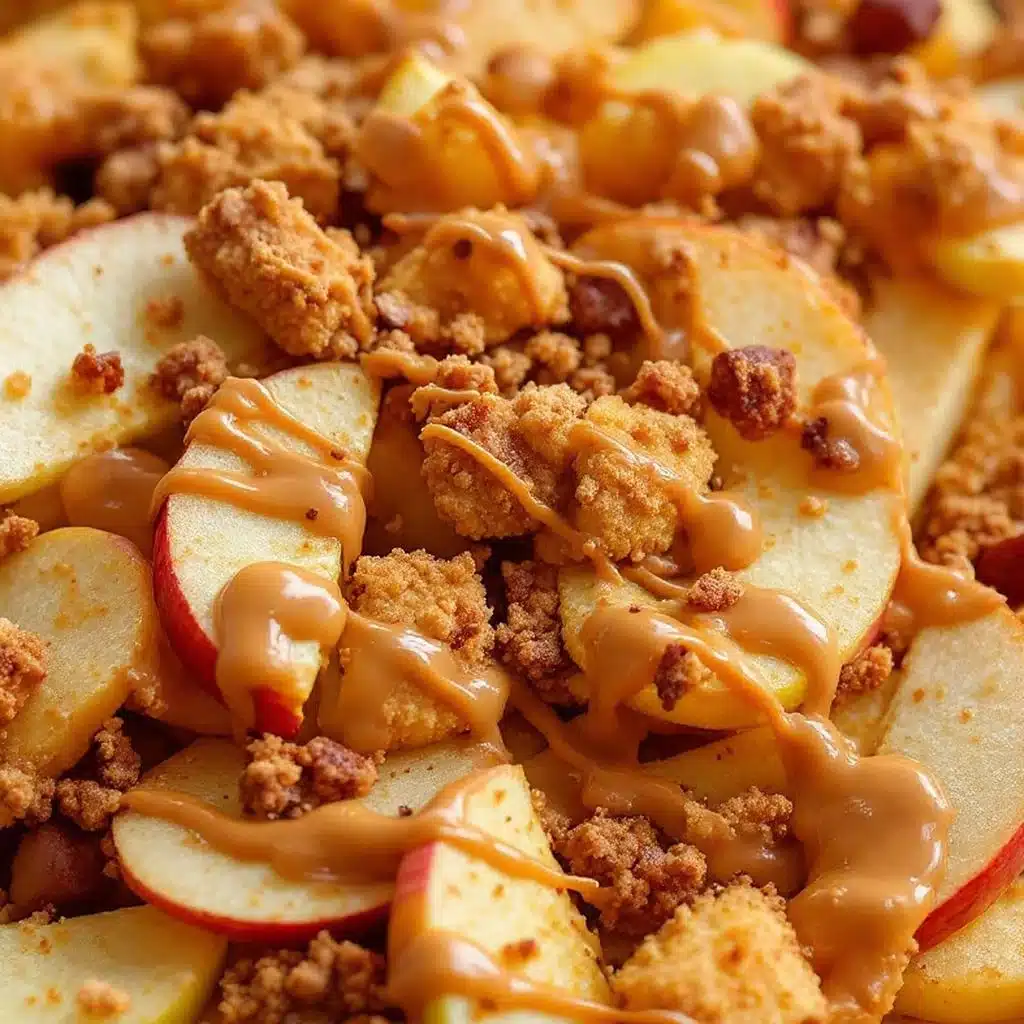 easy apple nachos with peanut butter drizzle - featured image