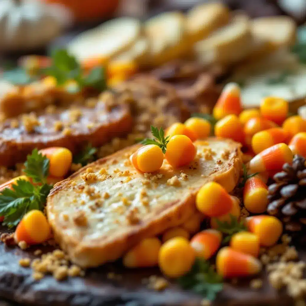 easy halloween charcuterie board with candy corn preparation steps