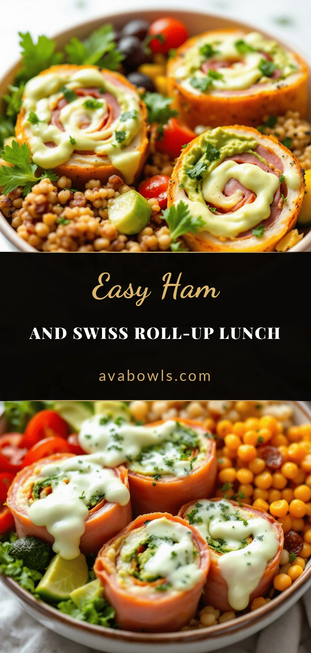 easy ham and swiss roll-up bento box lunch recipe