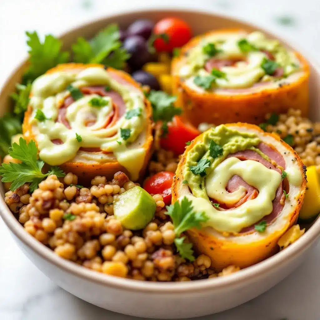 easy ham and swiss roll-up bento box lunch - featured image