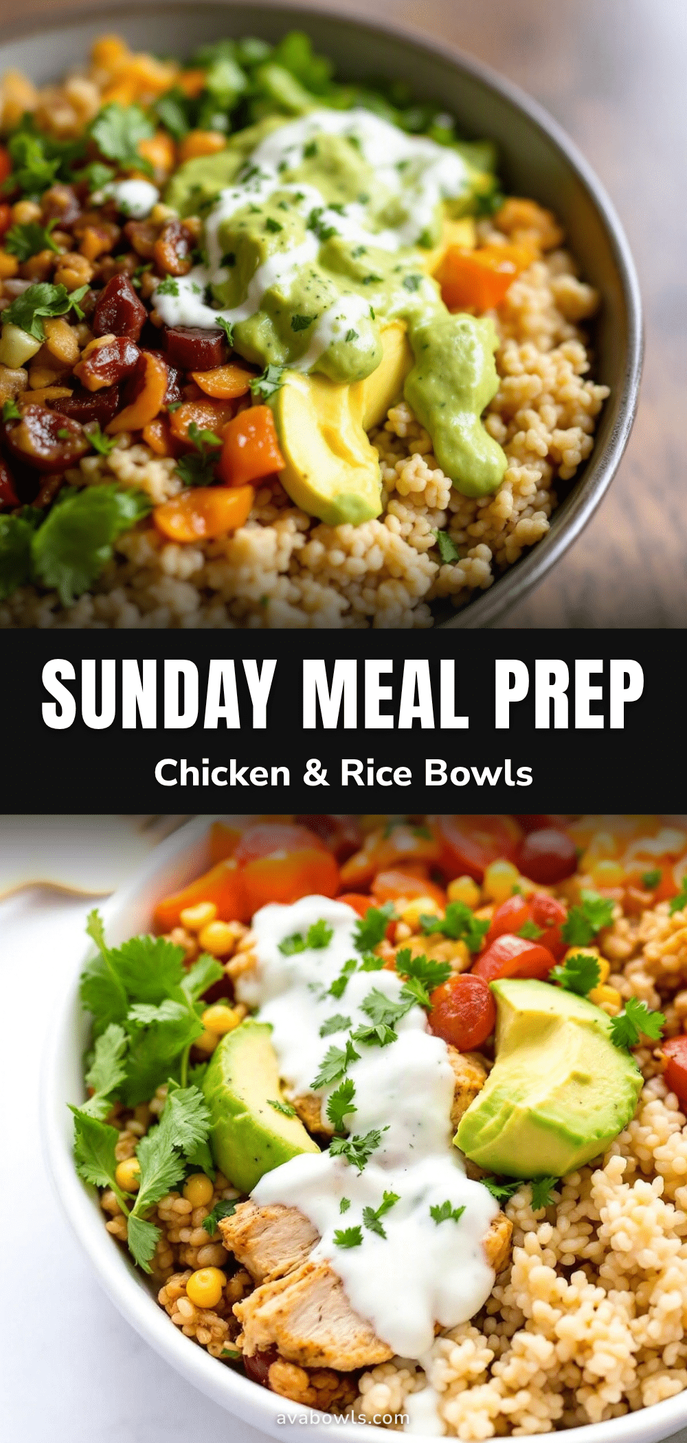 Easy Sunday Meal Prep Chicken and Rice Bowls recipe