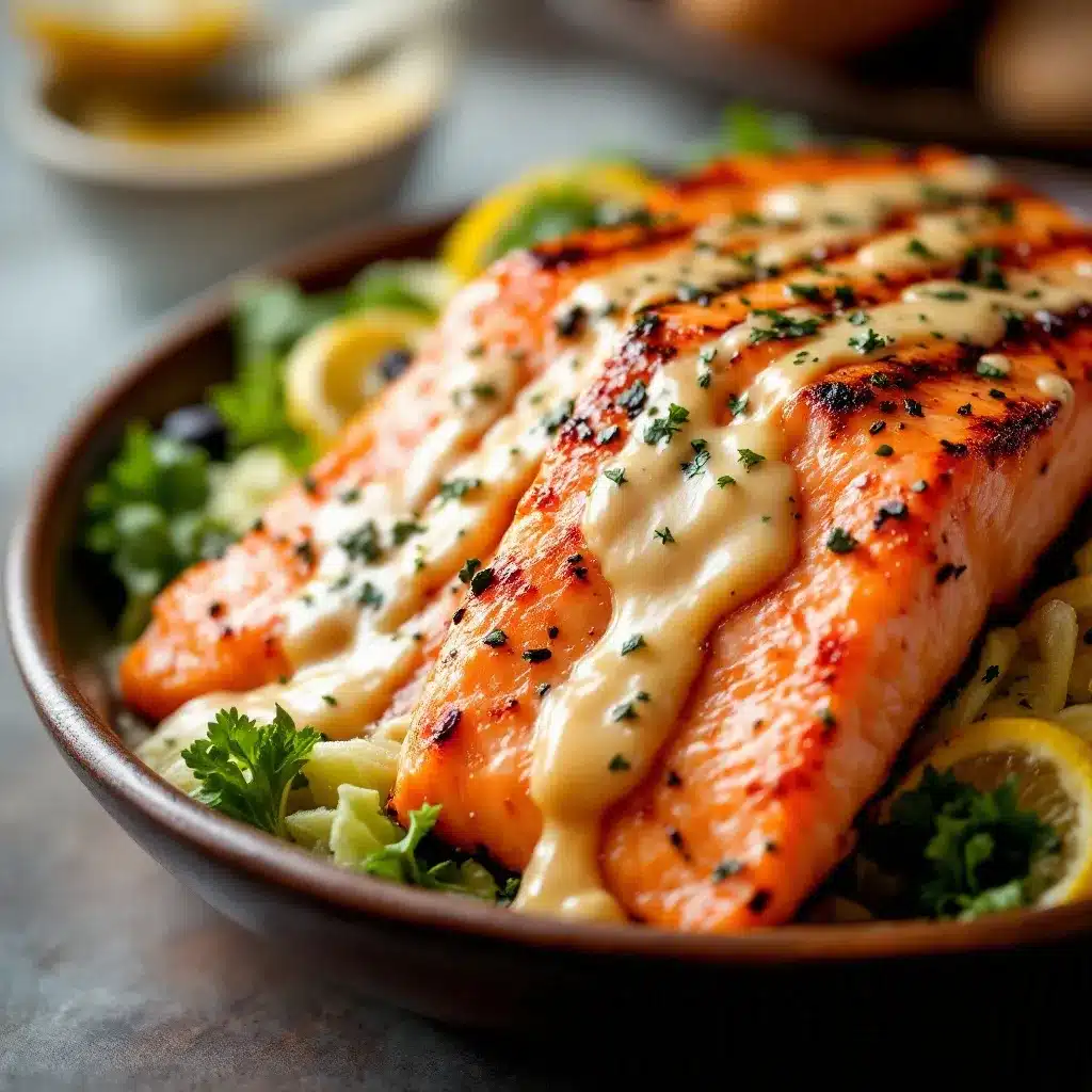 grilled salmon with lemon garlic butter preparation steps