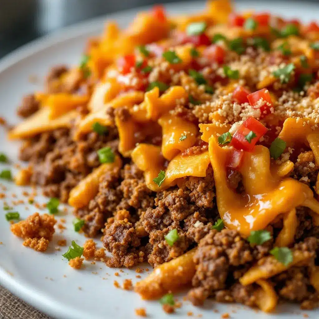 loaded nacho bar with ground beef preparation steps