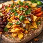 loaded nacho football charcuterie board - featured image