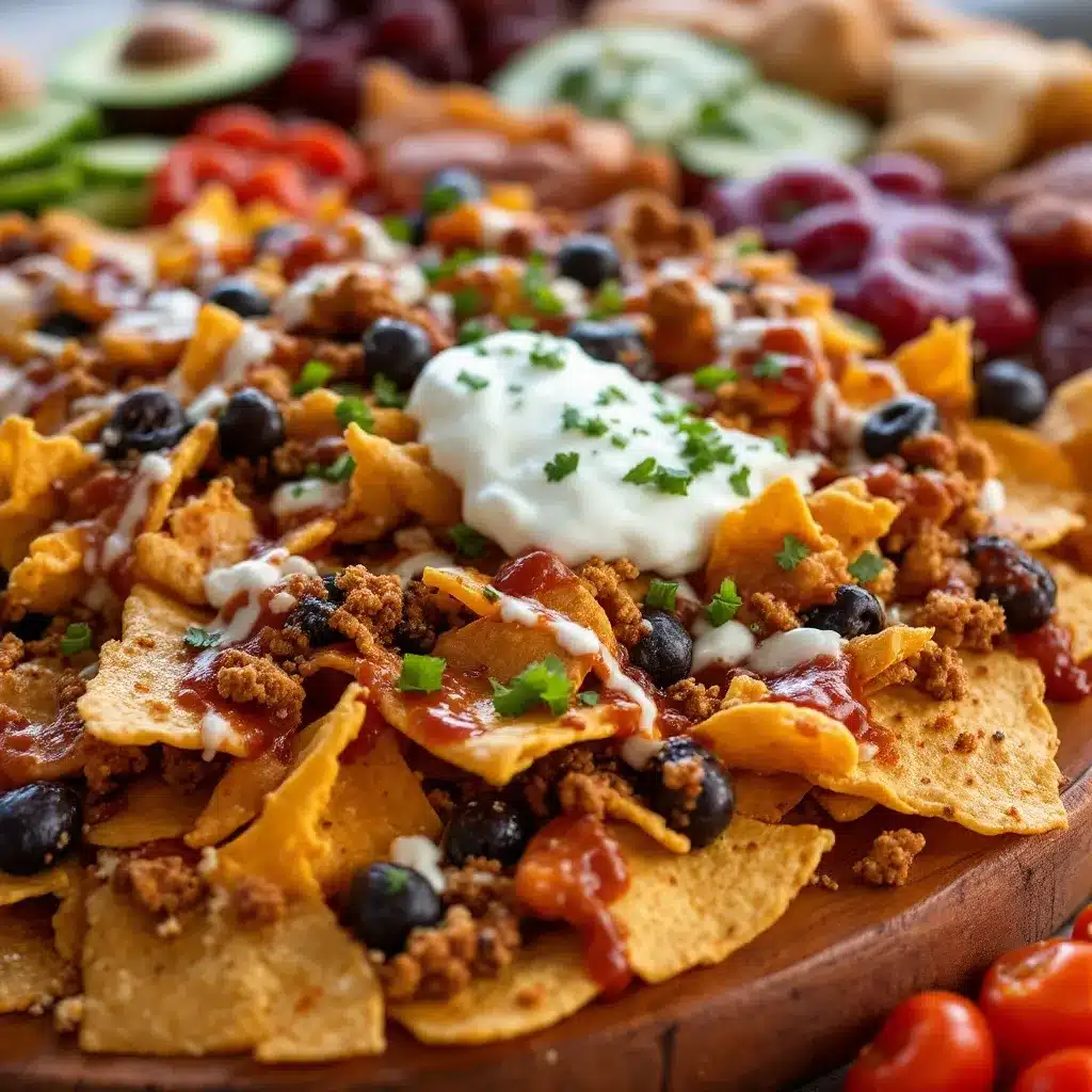 loaded nacho football charcuterie board preparation steps