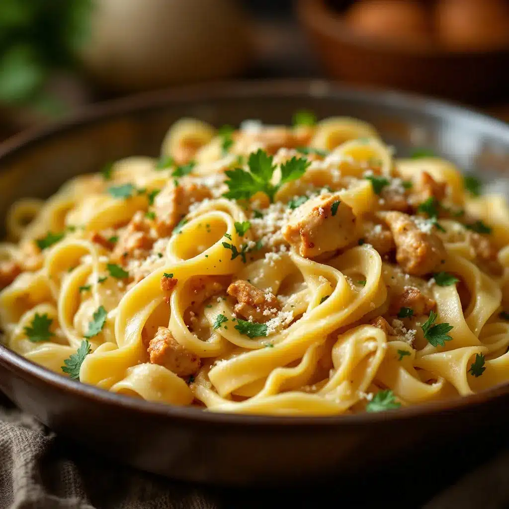 one pot creamy tuscan chicken pasta - featured image