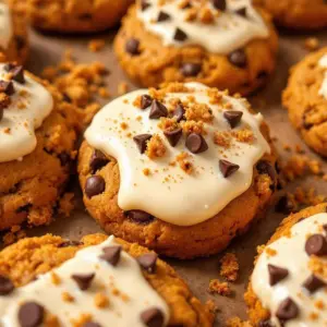 pumpkin cookies with cream cheese icing - featured image