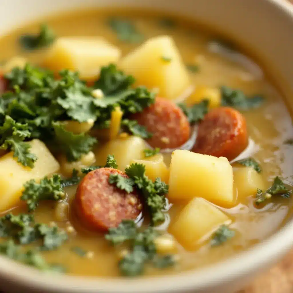 Sausage and potato soup with kale preparation steps