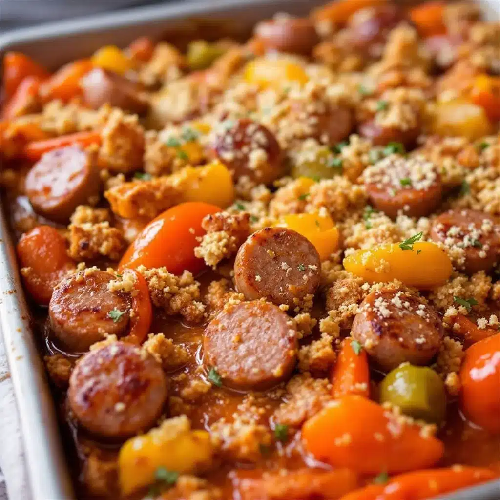 sheet pan sausage and peppers dinner - featured image