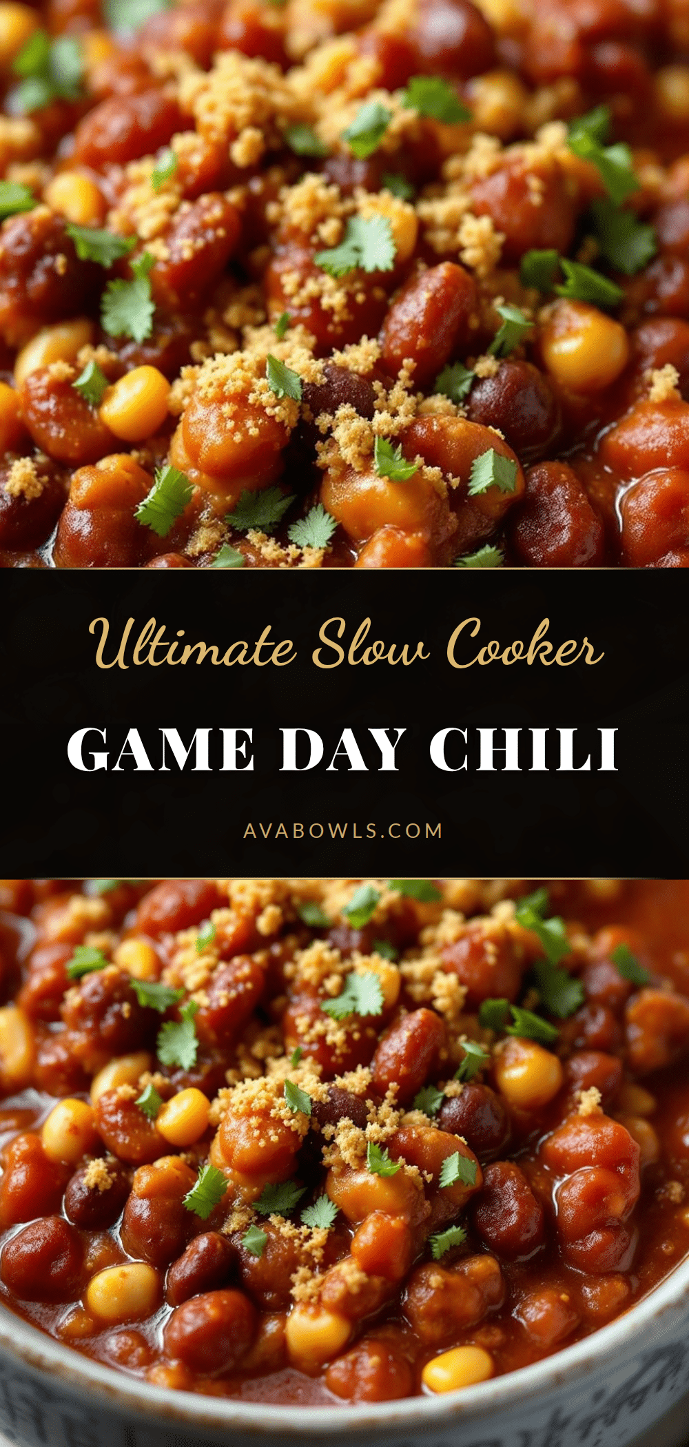 slow cooker football Sunday chili with cornbread recipe
