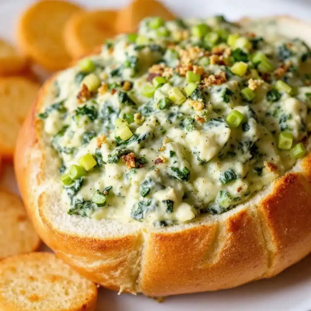 spinach artichoke dip football bread bowl preparation steps