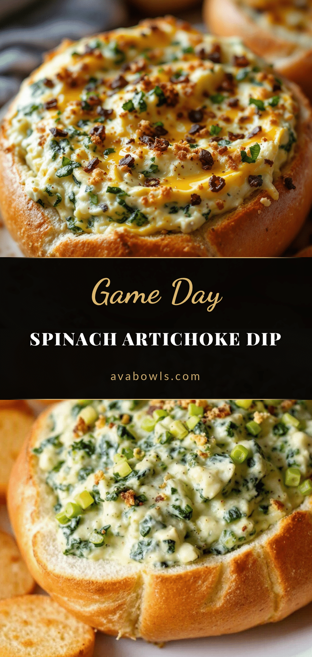 spinach artichoke dip football bread bowl recipe