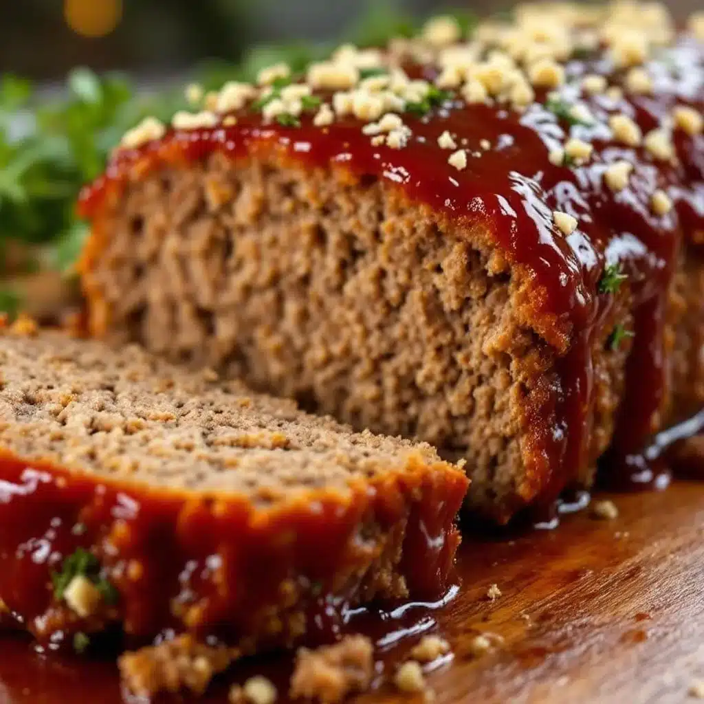 best juicy baked meatloaf with ketchup glaze - featured image