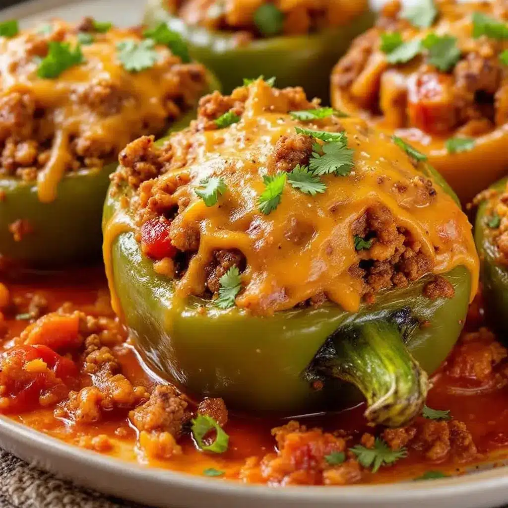 cheesy ground beef stuffed peppers preparation steps