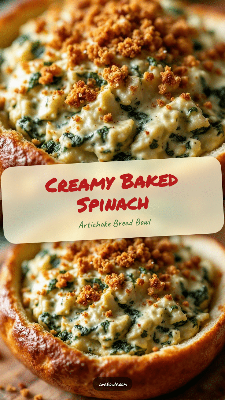 creamy baked spinach artichoke bread bowl recipe