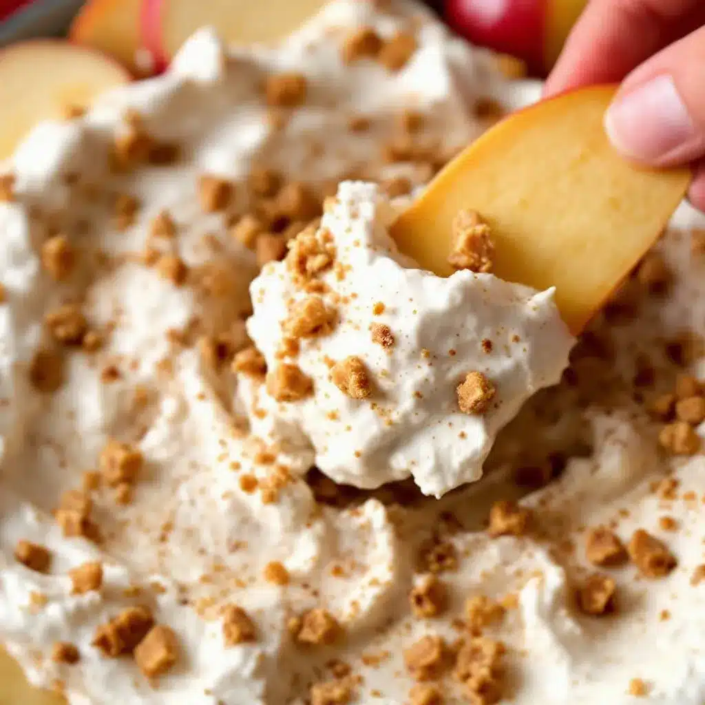 creamy cinnamon apple dip with toffee preparation steps