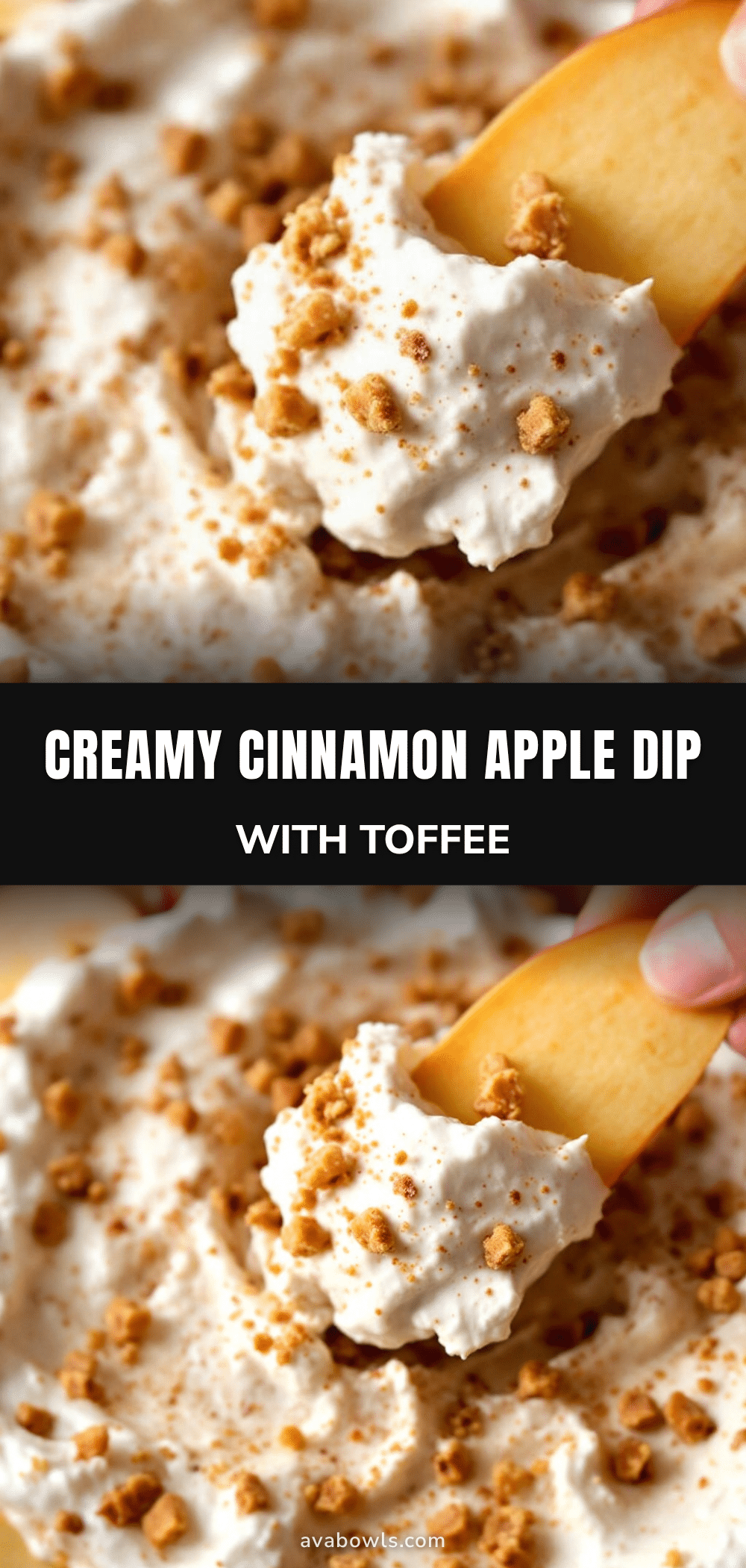 creamy cinnamon apple dip with toffee recipe