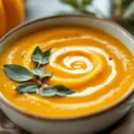 creamy honeynut squash soup with brown butter sage - featured image