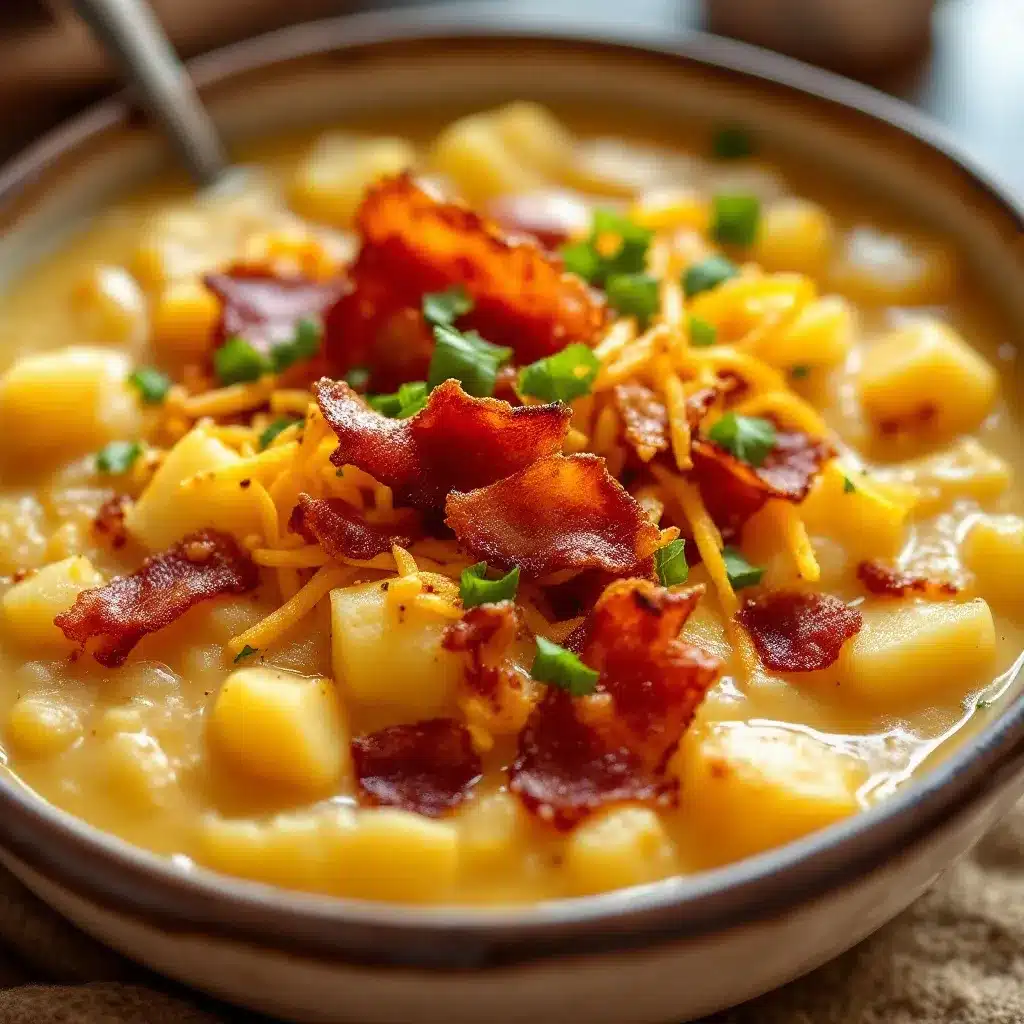 creamy loaded baked potato soup with crispy bacon preparation steps