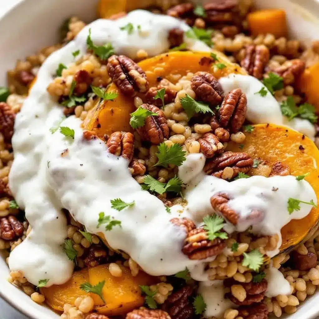 creamy maple roasted acorn squash with pecans preparation steps