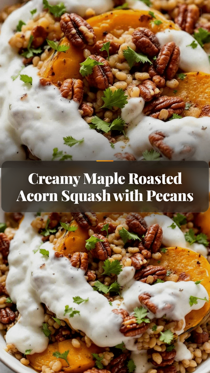 creamy maple roasted acorn squash with pecans recipe