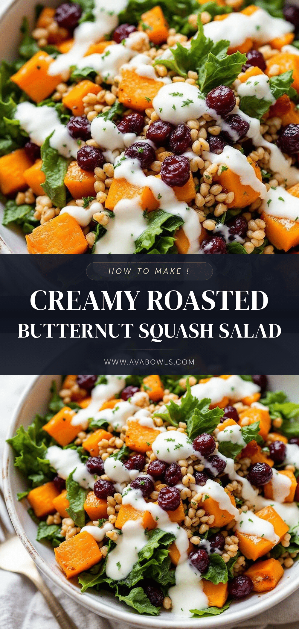 creamy roasted butternut squash and kale salad recipe