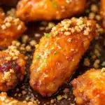 crispy baked honey garlic chicken wings - featured image