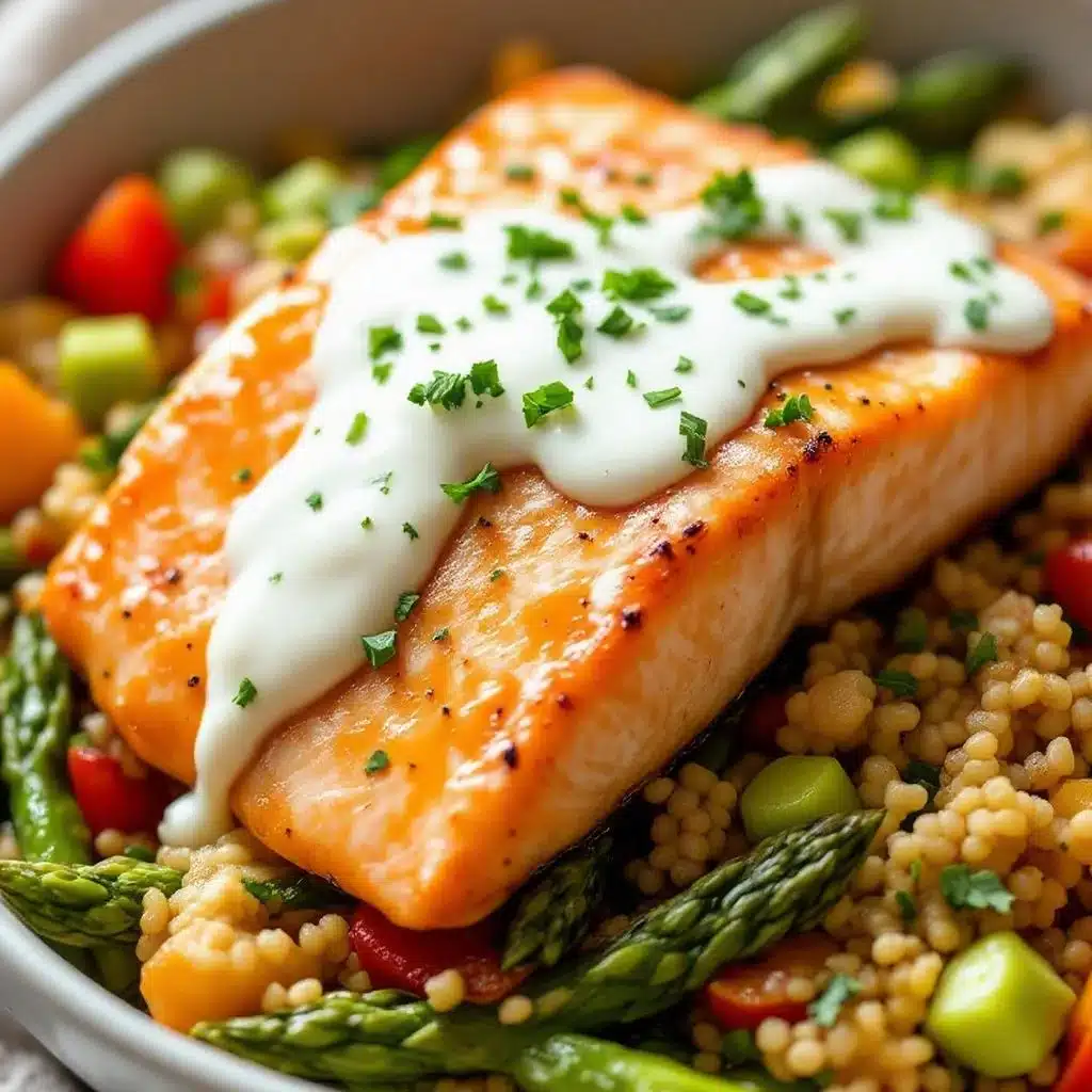 easy baked honey mustard salmon with asparagus - featured image
