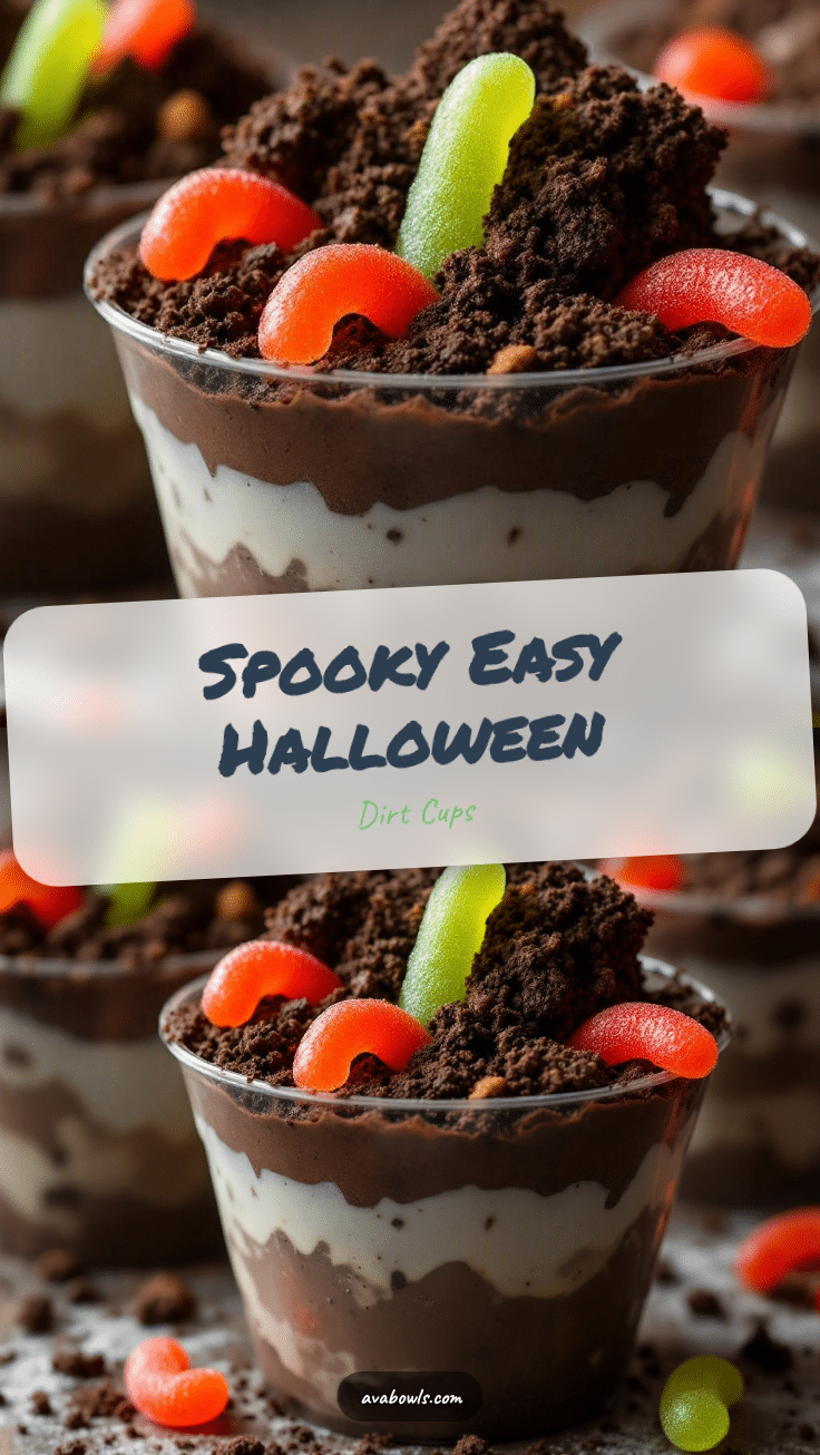 Easy Halloween Dirt Cups with Gummy Worms recipe