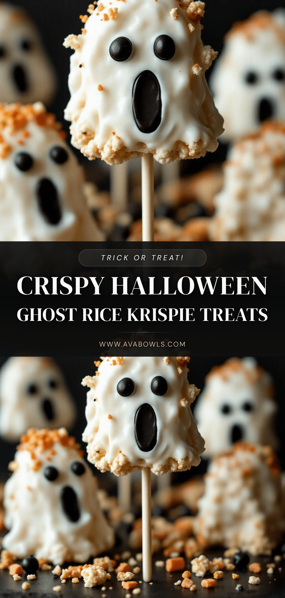 Easy Halloween Ghost Rice Krispie Treat Pops recipe