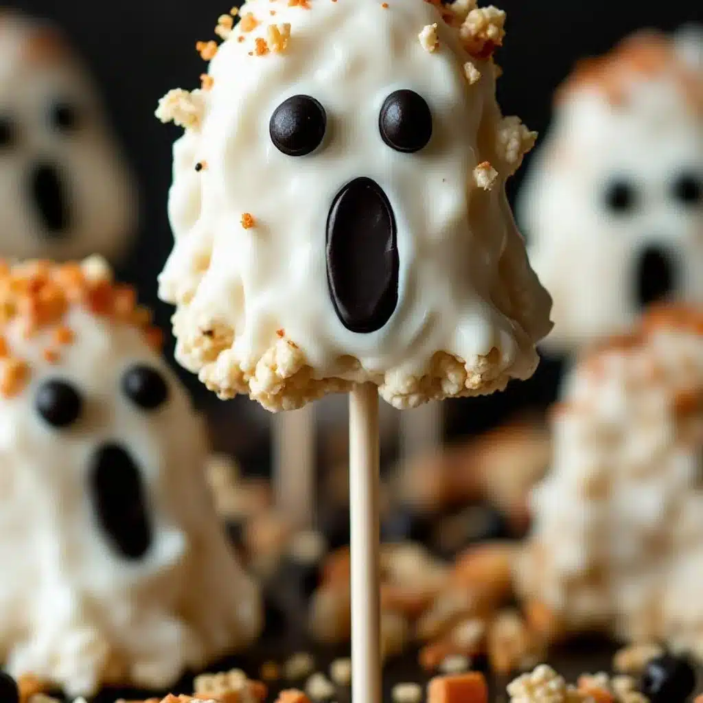 Easy Halloween Ghost Rice Krispie Treat Pops - featured image