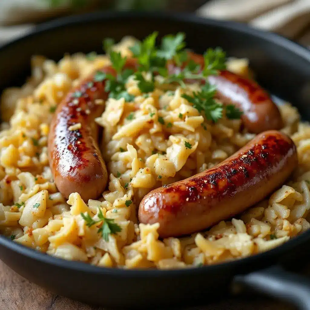 Easy Oktoberfest Bratwurst Skillet preparation steps